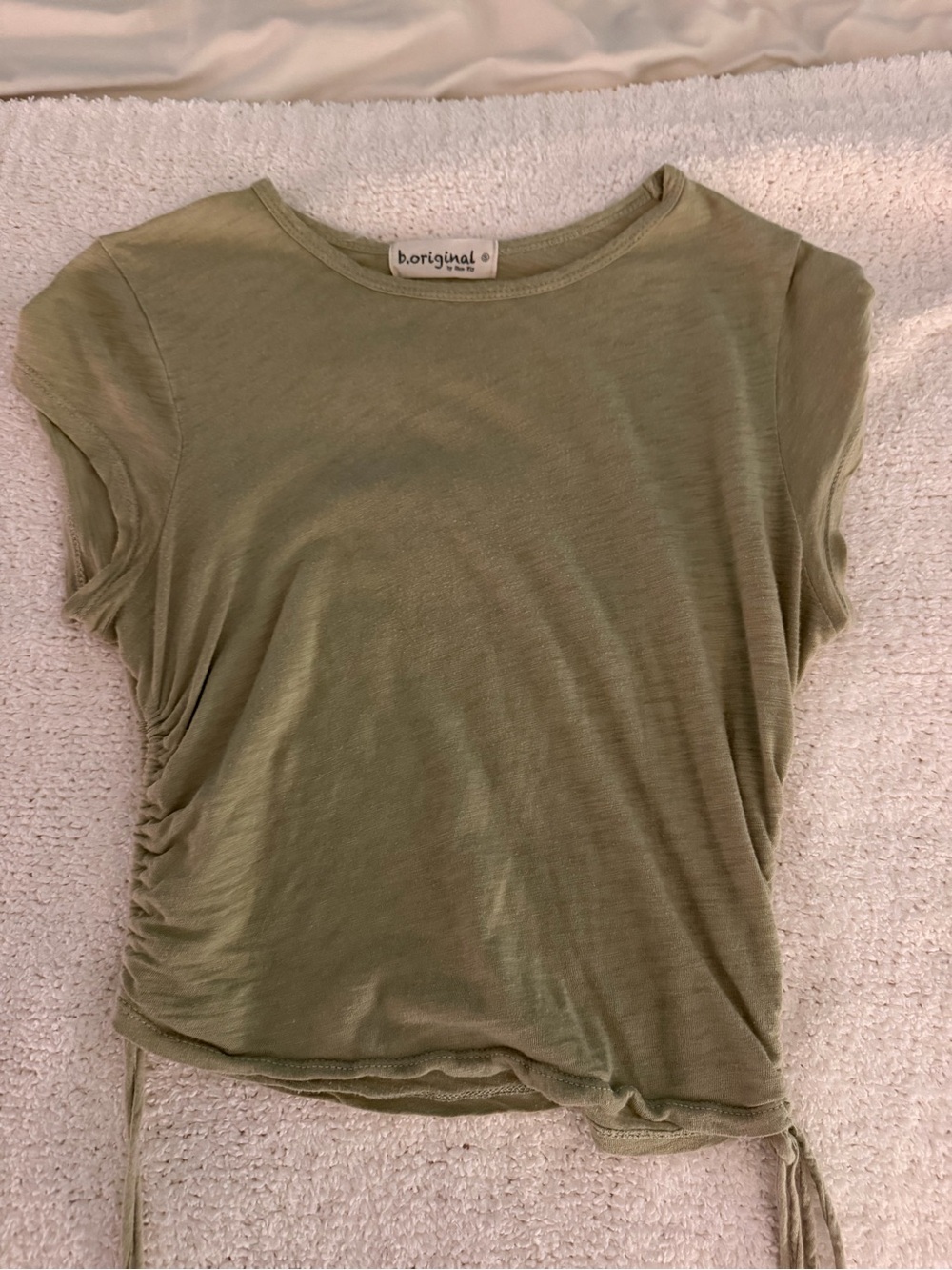 Olive Drawstring Side Tee - Short Sleeve Women’s Top